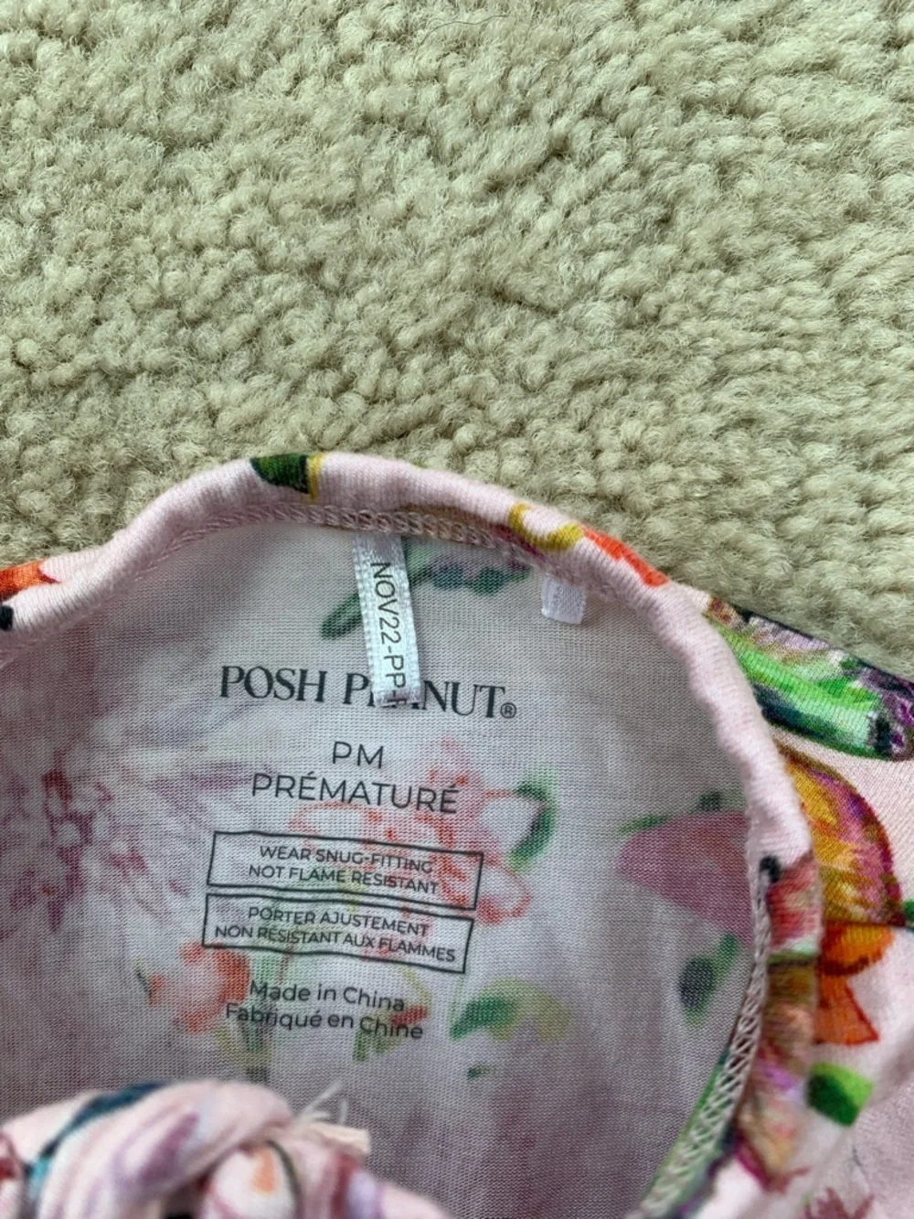 Posh Peanut Size Preemie Pink Watercolor Butterfly Ruffle Bamboo Footie Sleeper